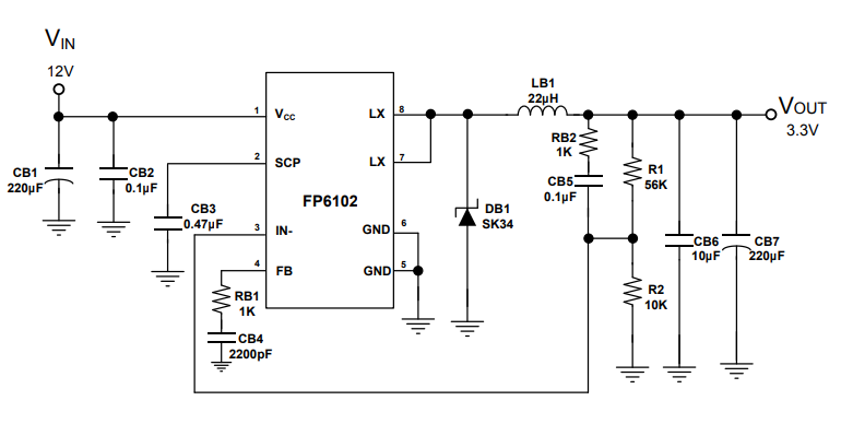 FP6102基本DC-DC稳压器电路