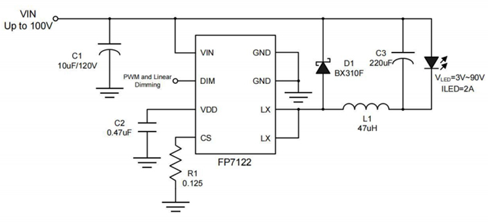 FP7122XR-G1芯片降压电路