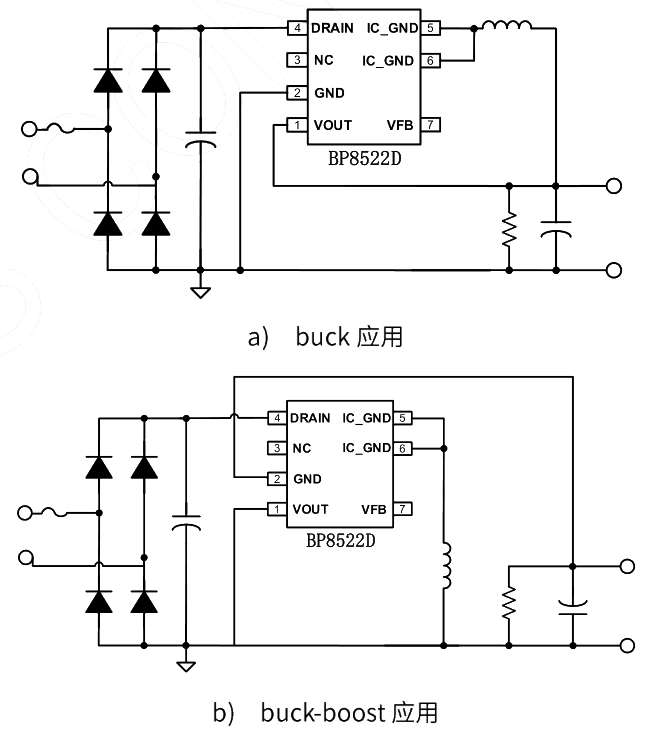 BP8522D芯片buck跟buck-boost应用电路图