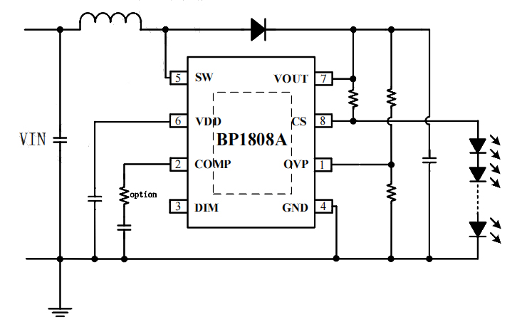 驱动芯片BP1808A电路图