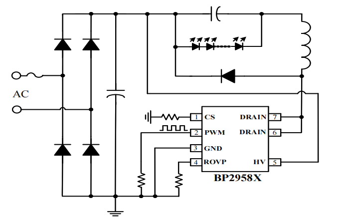 调光芯片BP2958F应用电路图