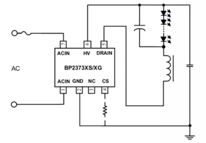 高PF非隔离印度球泡灯驱动应用方案-BP2373AS
