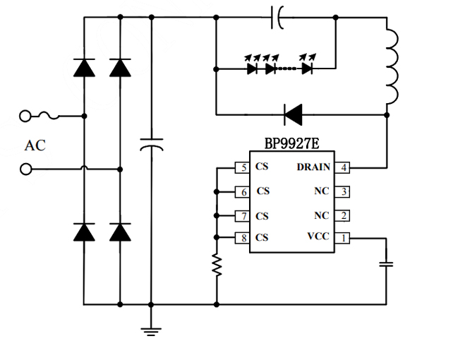 恒流驱动芯片BP9927E应用电路图