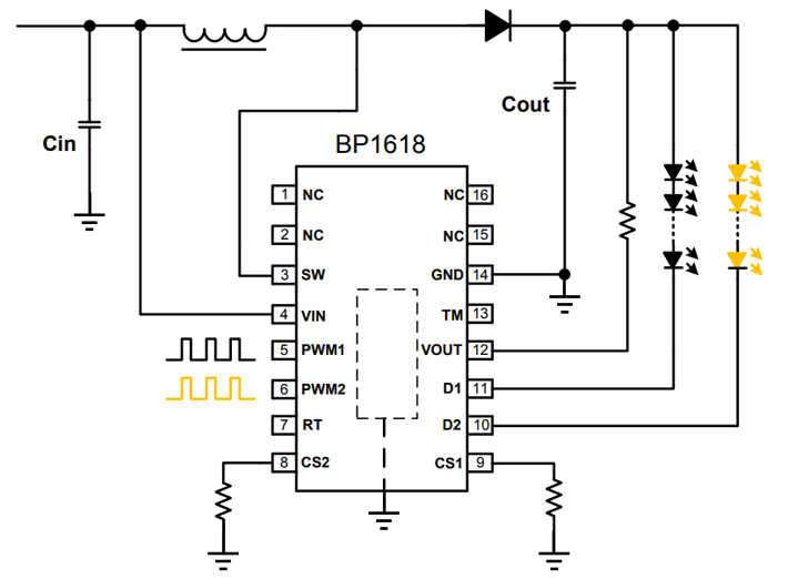 BP1618 Boost CC输出电路原理图