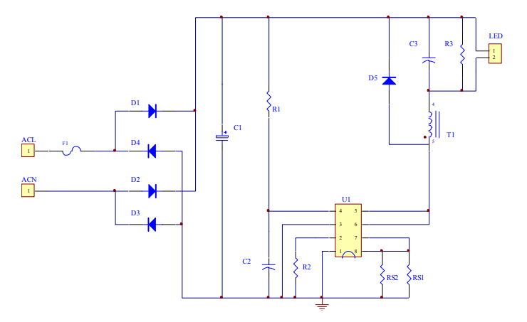 开关电源驱动芯片BP2833D原理图