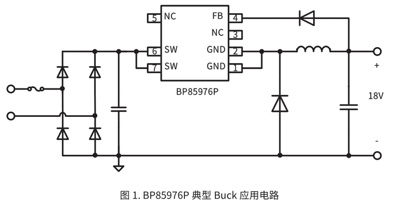 18v开关电源驱动芯片BP85976P典型BUCK电路图