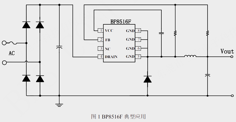 BP8516F辅助电源芯片典型应用电路图